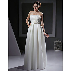 A-line Strapless Floor-length Satin Wedding Dress