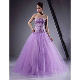 Ball Gown Sweetheart Floor-length Satin Tulle Prom/ Evening Dress
