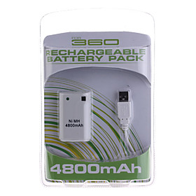 USB Rechargeable Battery (4800mAh) Pack for Xbox 360 Controller USB Rechargeable Battery (4800mAh) Pack for Xbox 360 Controller