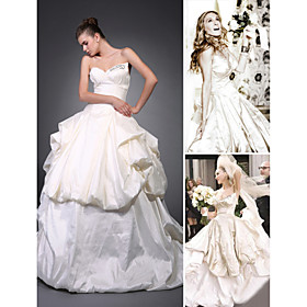 Ball Gown Strapless Sweep / Brush Train Sex and the City Dress / Ball Gown Wedding Dress(FSN0184)