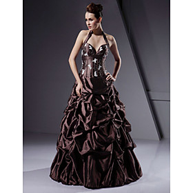 Ball Gown Halter Floor-length Taffeta Prom/ Evening Dress