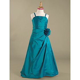 A-line Spaghetti Straps Floor-length Taffeta Junior Bridesmaid Dress(WSD0307)