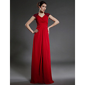 Sheath/ Column Floor-length Chiffon Matte Satin Mother of the Bride Dress