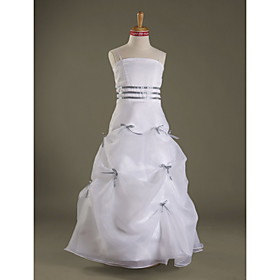 A-line Spaghetti Straps Floor-length Organza Satin Junior Bridesmaid Dress (WSD0284)