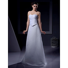 A-line Sweetheart Floor-length Satin Wedding Dresses for Bride HSX031