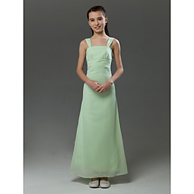 Empire Straps Floor-length Chiffon  Satin Junior Bridesmaid Dress(WSD0296)