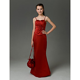 Trumpet/Mermaid Sweetheart Floor-length Satin Junior Bridesmaid Dress
