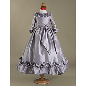 Ball Gown Bateau Floor-length Taffeta Flower Girl Dress