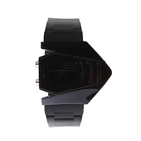 Silikon-Band LED Fashion Armbanduhr mit Wochentag-Anzeige - schwarz (1   CR2025)