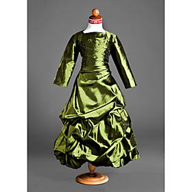 Ball Gown Square Ankle-length Taffeta Satin Flower Girl Dress