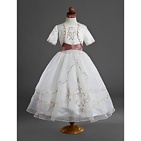 Ball Gown Square Floor-length Organza Satin Flower Girl Dresses
