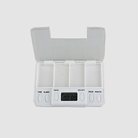 Digital Medicine Timing Reminder Box with 4-Pill Compartments and 8 Daily Alarms (CEG8101)