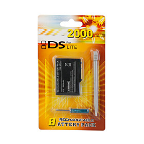 Replacement Rechargeable Battery Pack (2000mAh)   Screwdriver and Stylus for Nintendo DS Lite