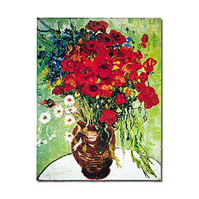 Hand-painted Oil Painting Vase with Daisies and Poppies Vincent Van.Gogh  with Stretched Frame