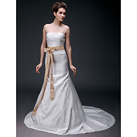 A-line Sweetheart Chapel Train Wedding Dresses for Bride (HSX026)