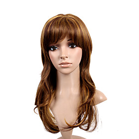 Capless Long High Quality Synthetic Natural Look Golden Brown With Blonde European Weave Hair Wig Capless Long High Quality Synthetic Natural Look Golden Brown With Blonde European Weave Hair Wig