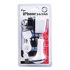3-in-1 Mobile Charger Kit for iPhone (AC Plug/Car Charger/USB Cable)