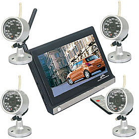 2.4GHz Wireless Security Systems Kit (7 Inch LCD Screen   4 Cameras)