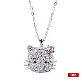 1GB Crystal Kitten Style USB Flash Drive Necklace (Silver)