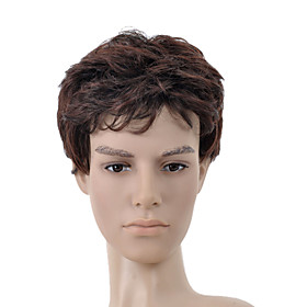 Capless Short Dark Brown Curly Hair Wig