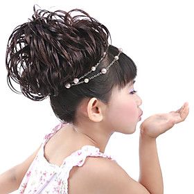 Kids Hairstyles Brief Curly Darkish Brown Children Hairpiece Ponytail(0463-six.17-360)