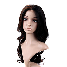Hand Tied Style Lace Front Extra Long High Quality Synthetic Natural Look Black With Red European Weave Hair Wig