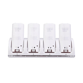 Quad USB Battery Charging Station/Stand/Dock with Rechargeable Batteries for Wii/Wii U Remote