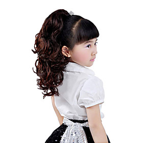 Kids Hairstyles Long Curly Dark Brown Children Hairpiece Ponytail(0463-6.17-358)