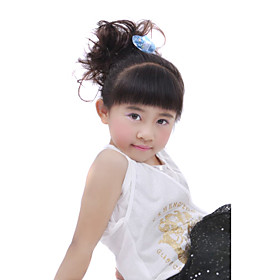 Kids Hairstyles Short Curly Dark Brown Children Hairpiece Ponytail(0463-6.17-371)