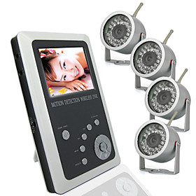 2.5 Inch TFT LCD 2.4GHz Wireless DVR Baby Monitor Kit with 4 pcs 1/3 CMOS Camera with Night Vision