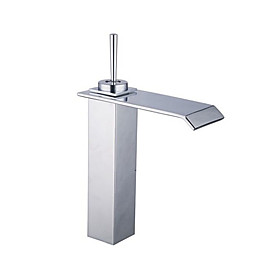Contemporary Waterfall Bathroom Sink Faucet - Chrome Finish