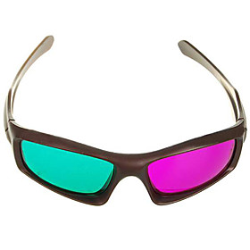 Re-useable Plastic Frame Resin Lens Anaglyphic Green Magenta 3D Glasses