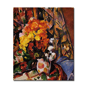 Hand-painted Floral Oil Painting by Paul Cezanne with Stretched Frame