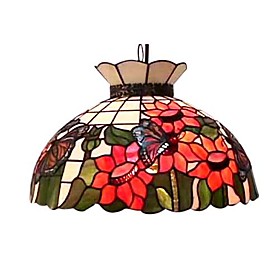Tiffany Style 2-Light Pendant Light With Bloom Floral Pattern