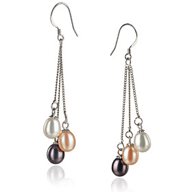 AAA 7-8mm black freshwater Pearl Earring with Sterling Silver Clasp