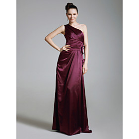 Tiziana Rocca Sheath / Column One Shoulder Floor-length Elastic Silk-like Satin Venice Film Festival Dresses / Evening Dresses (FSD0314)