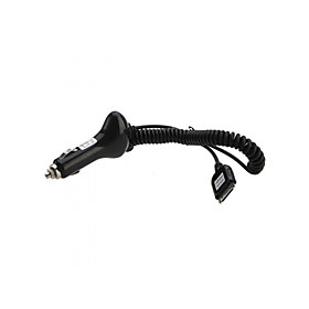 Car Charger For Ipod/Iphone All Generations In Coiled Cable - Black Color
