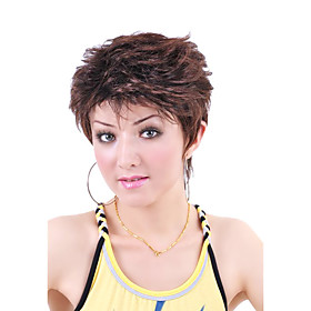 Capless Short High Quality Synthetic   Nature Look Light Brown Curly Hair Wig