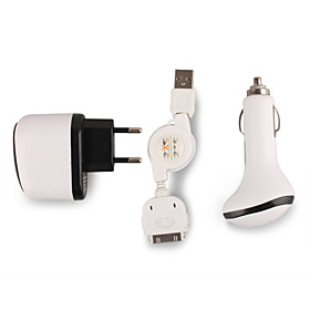 USB Power Adapter/Car Charger Adapter with USB Data   Charging Cable for iPhone
