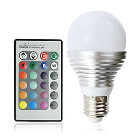 E27 3W 16-Color Changing Light LED Ball Bulb with Remote Control (110-240V)