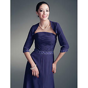 3/4-length Sleeves Chiffon Satin Special Occasion Jacket/ Wedding Wrap