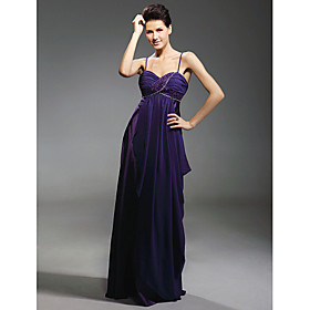 Empire Spaghetti Straps Floor-length Chiffon Elastic Satin Evening Dress (WSH04202)