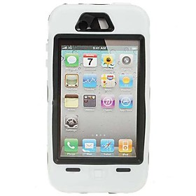 Extra Tough Protective Impact Housing Case   LCD Screen Protector for iPhone 4 (White)