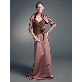 Sheath/ Column Sweetheart Floor-length Chiffon Satin Mother of the Bride Dress With A Wrap