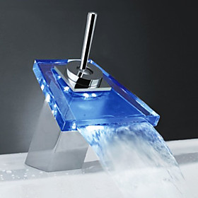 Color Changing LED Waterfall Bathroom Sink Faucet