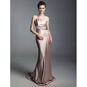 Trumpet/ Mermaid Strapless Court Trains Elastic satin Evening Dress (FSM04260)