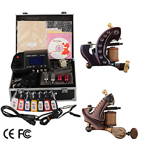 Damascus Hand-made 2 Tattoo Machines Kit with Superior LED Power Supply