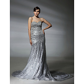 Squined Trumpet/ Mermaid Sweetheart Court Train Evening Dress inspired by Natalie Mark at Oscar