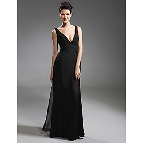 A-line V-neck Ankle-length Sleeveless Chiffon/ Satin Gossip Girl Fashion Dress (FSL0691)