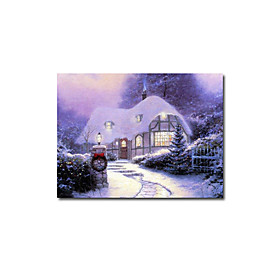 Hand-painted Christmas Oil Painting with Stretched Frame